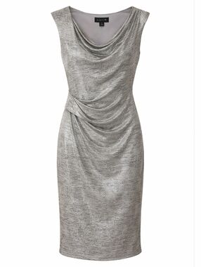 Scarlett Silver Metallic Dress Size 8 Sleeveless Draped Cowl Neck Ruched Party.